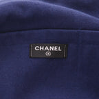 Chanel shopping bag in navy blue terry fabric - DETAIL 2