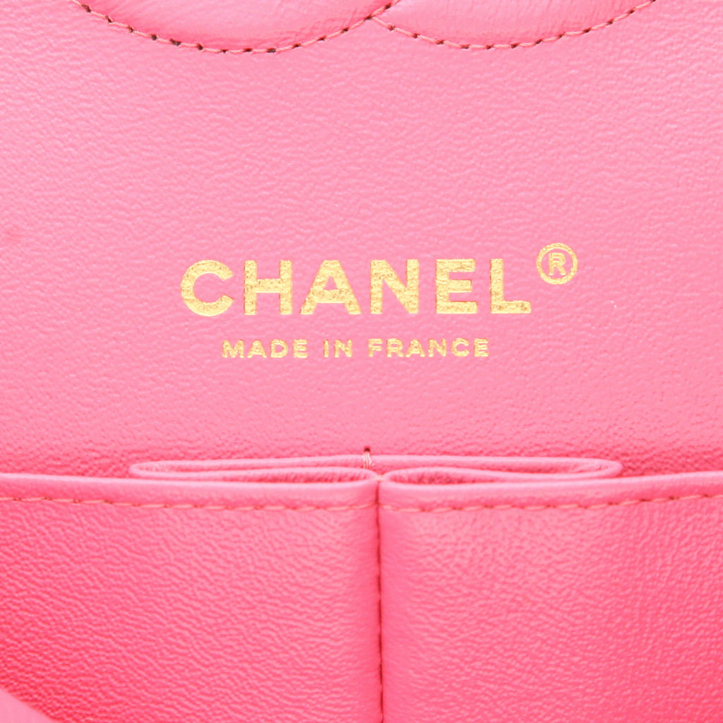Chanel Timeless Classic handbag in pink quilted grained leather - DETAIL 2