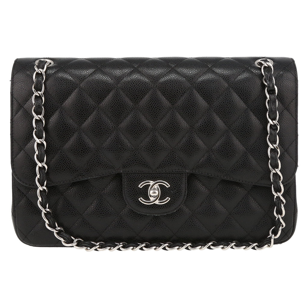 Chanel Timeless Jumbo shoulder bag in black quilted grained leather - DETAIL 2
