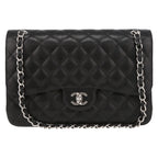 Chanel Timeless Jumbo shoulder bag in black quilted grained leather - DETAIL 2