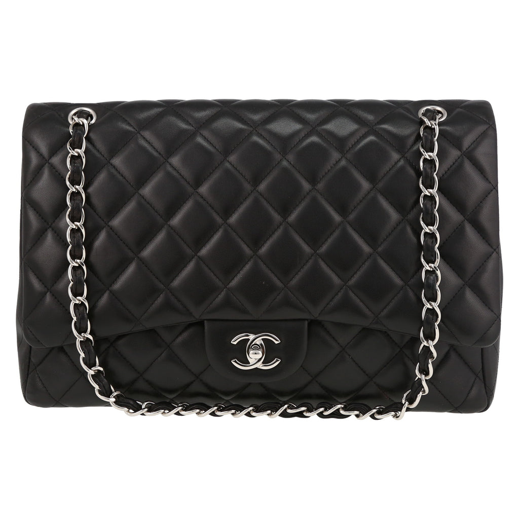 Chanel Timeless Maxi Jumbo shoulder bag in black quilted leather - DETAIL 2