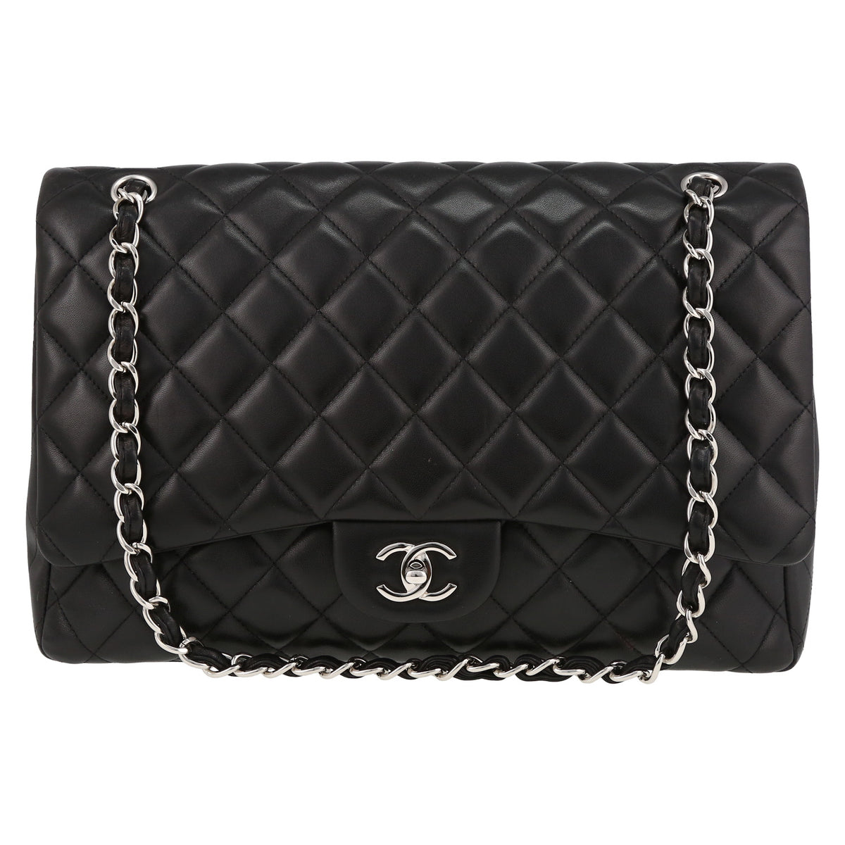 Chanel Timeless Maxi Jumbo shoulder bag in black quilted leather - DETAIL 2