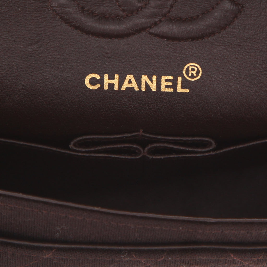Chanel Timeless Petit handbag in brown jersey canvas - DETAIL 2
