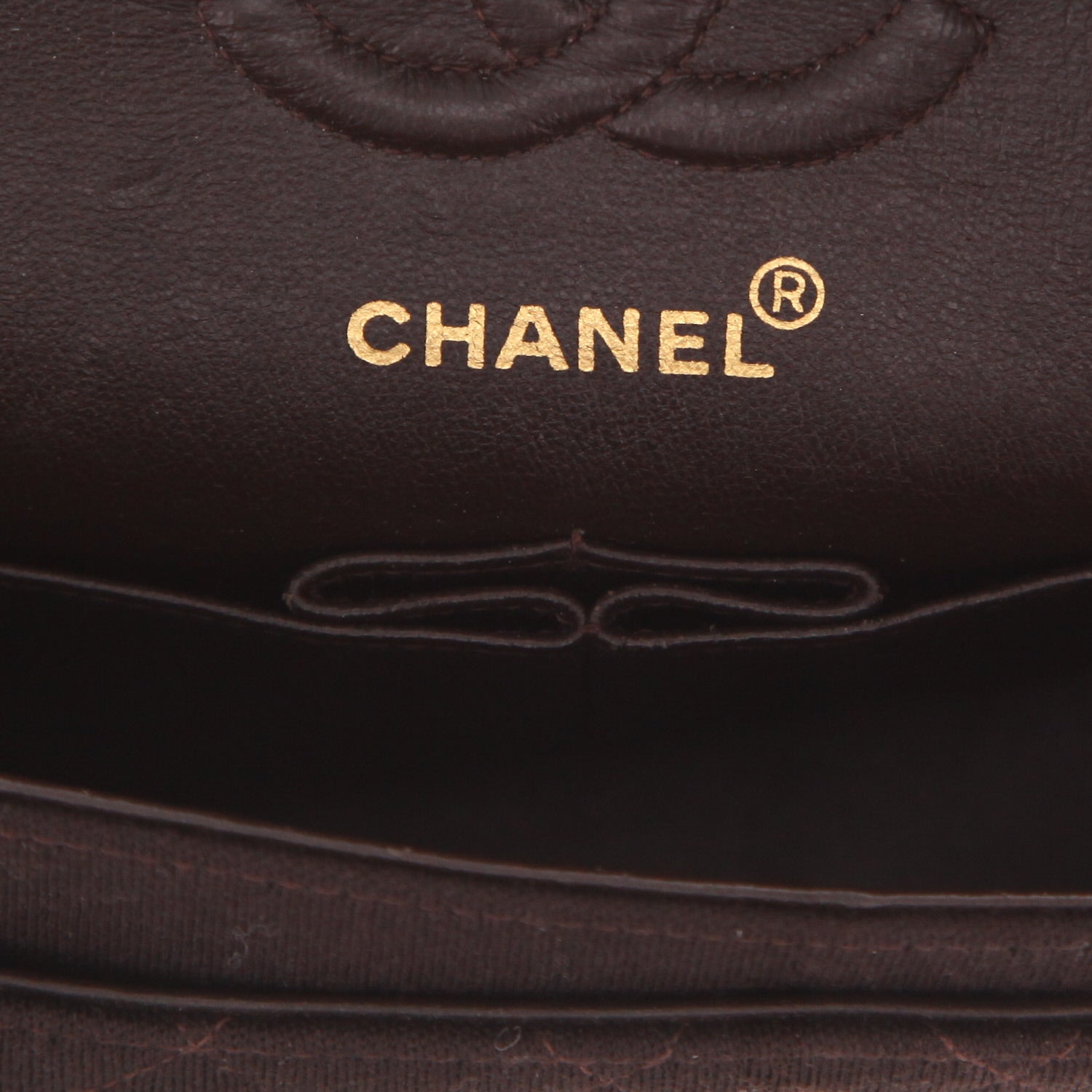 Chanel Timeless Petit handbag in brown jersey canvas - DETAIL 2