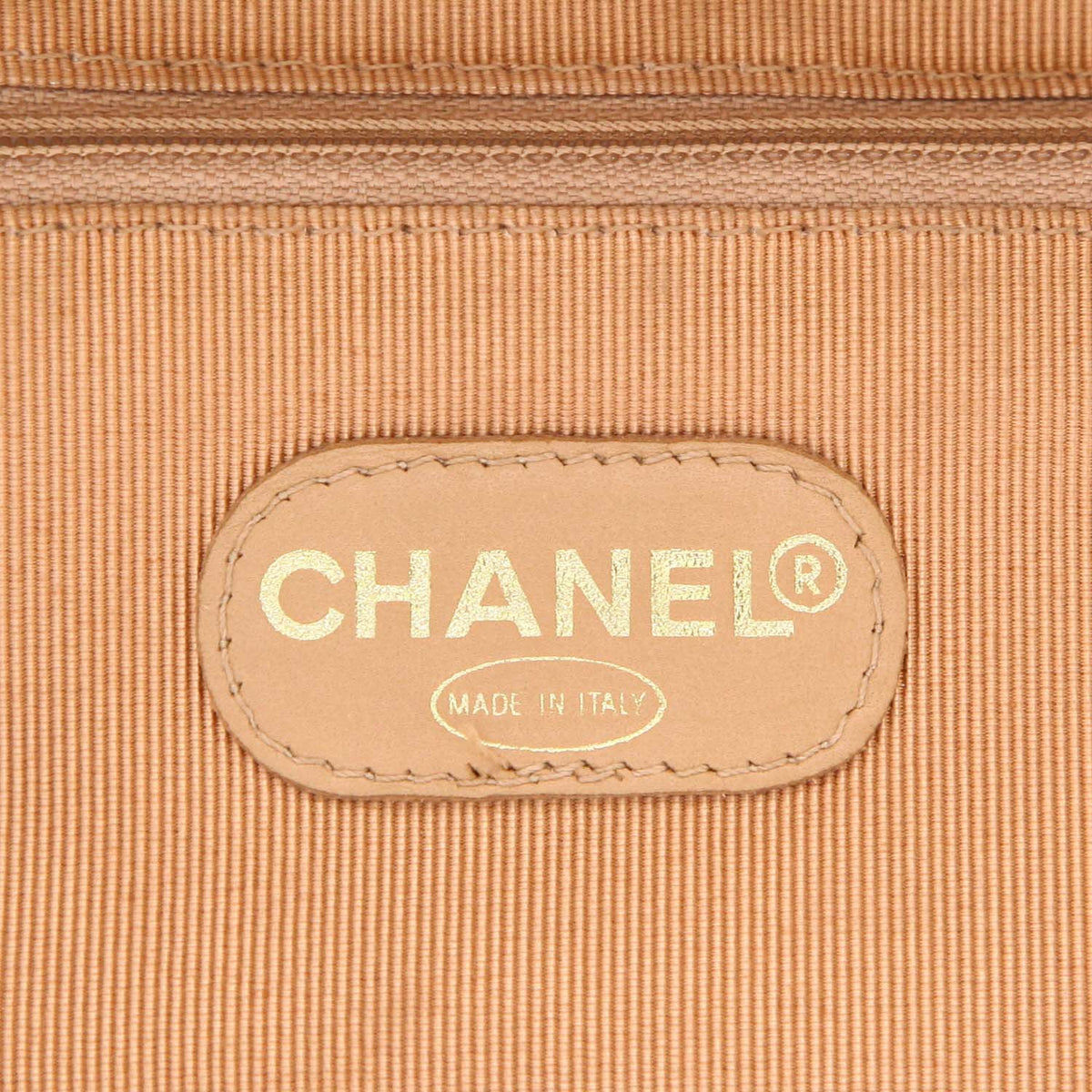Chanel Vintage shopping bag in beige quilted leather - DETAIL 2