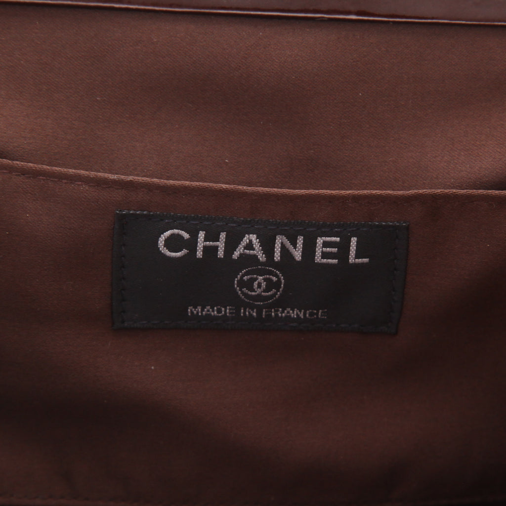 Chanel Vintage shoulder bag in brown velvet and brown leather - DETAIL 2