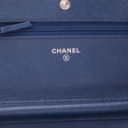 Chanel Wallet on Chain shoulder bag in blue quilted grained leather - DETAIL 2