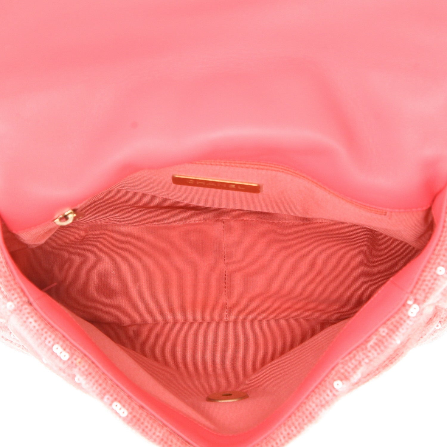 Chanel 19 shoulder bag paillette and pink leather - DETAIL 3