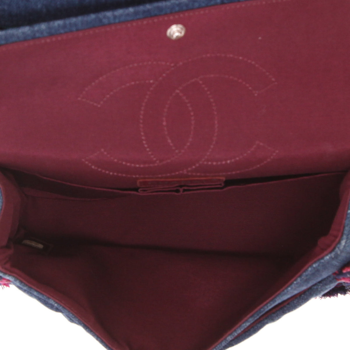 Chanel 2.55 handbag in blue denim and pink tweed - DETAIL 3