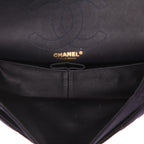 Chanel 2.55 large model handbag in navy blue quilted canvas - DETAIL 3