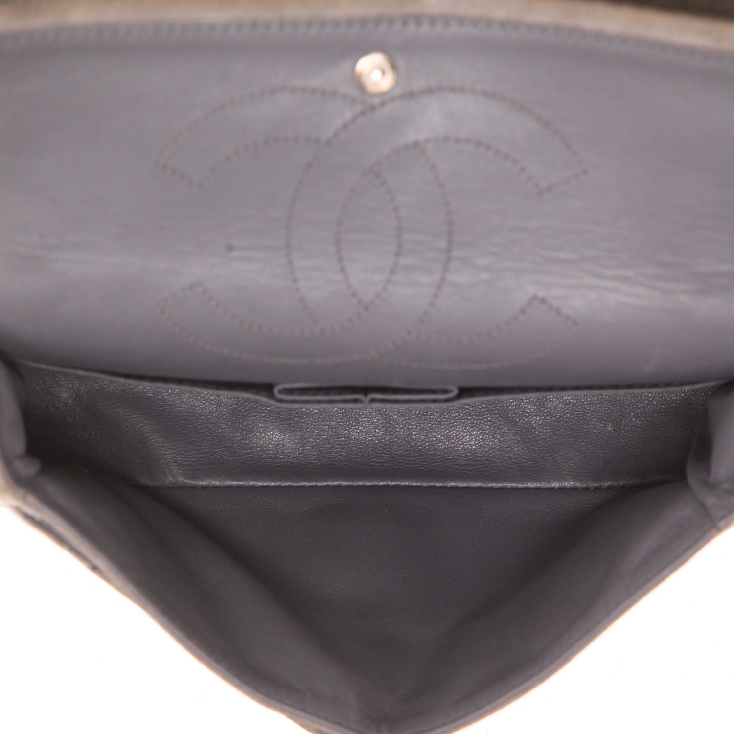 Chanel 2.55 medium model shoulder bag in grey doblis calfskin - DETAIL 3