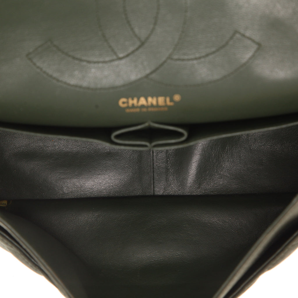 Chanel 2.55 shoulder bag in khaki denim canvas - DETAIL 3