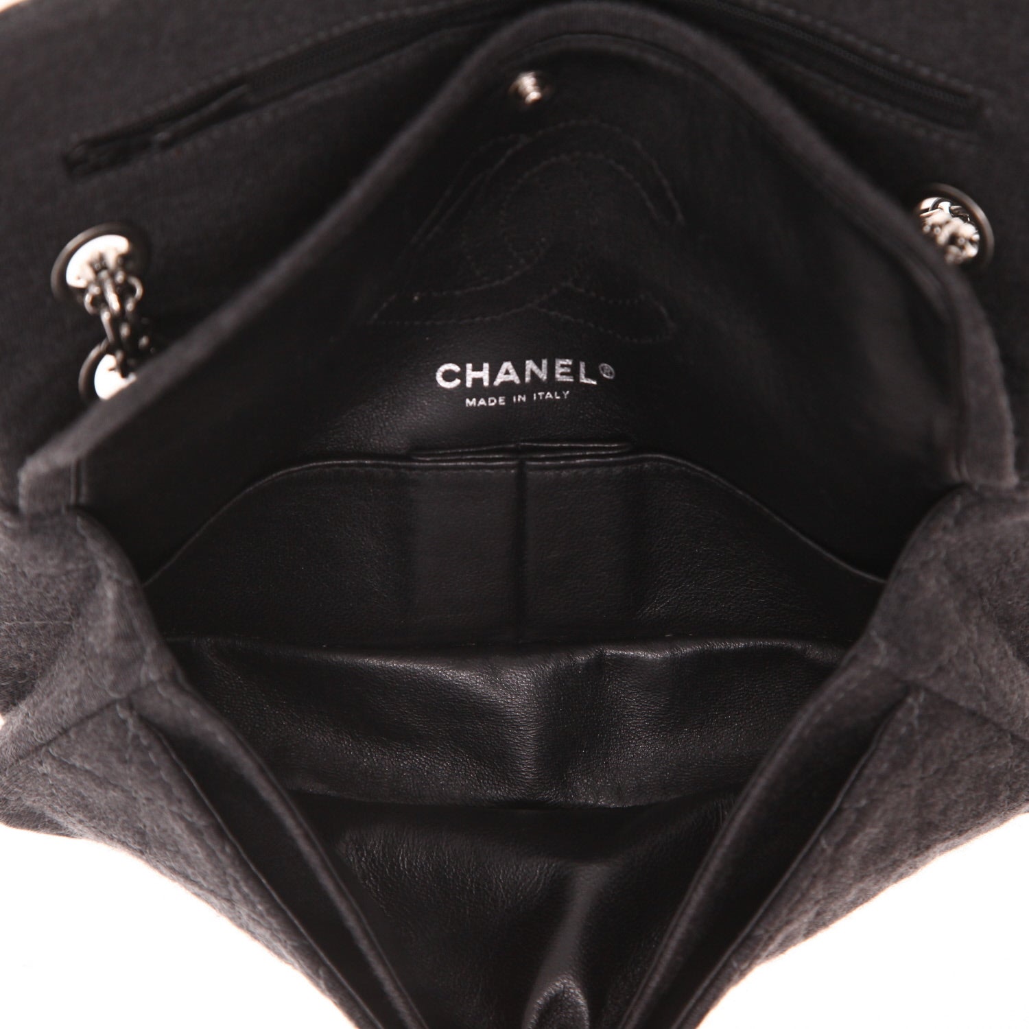 Chanel 2.55 Baguette small model handbag in grey jersey - DETAIL 3
