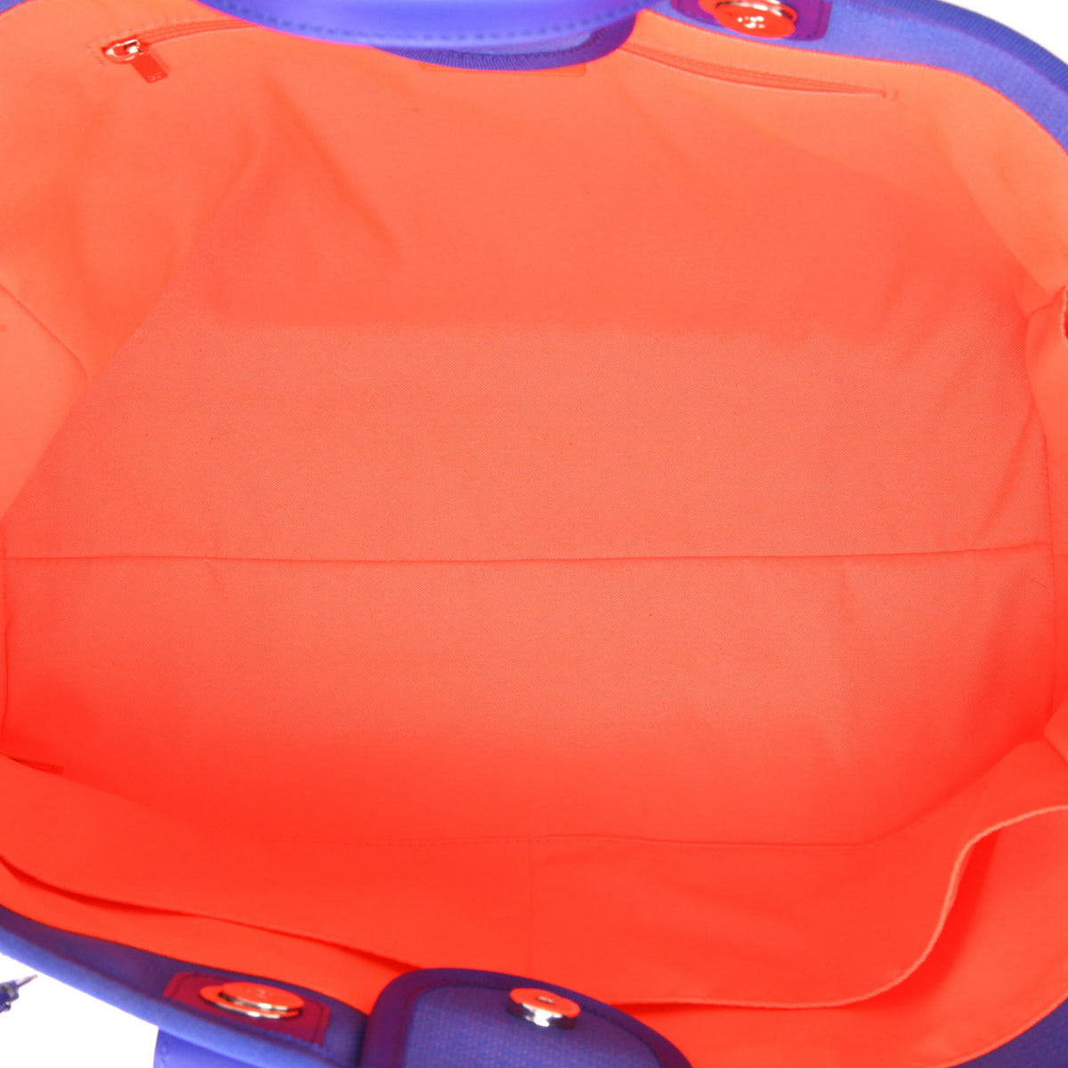 Chanel Deauville tote bag in electric blue and orange coated canvas and electric blue leather - DETAIL 3
