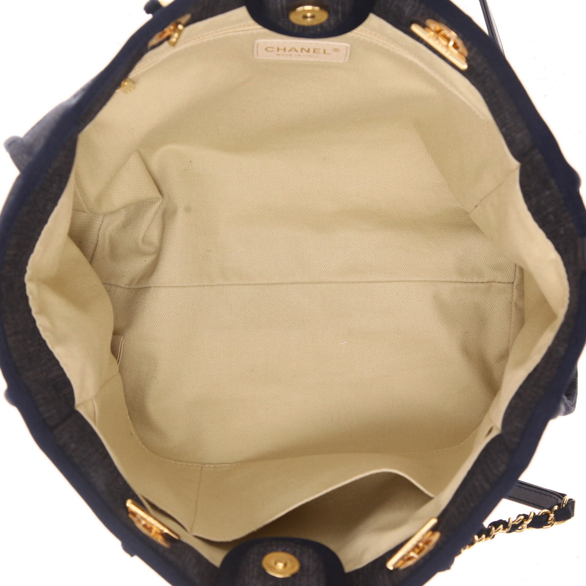 Chanel Deauville shopping bag in navy blue canvas - DETAIL 3