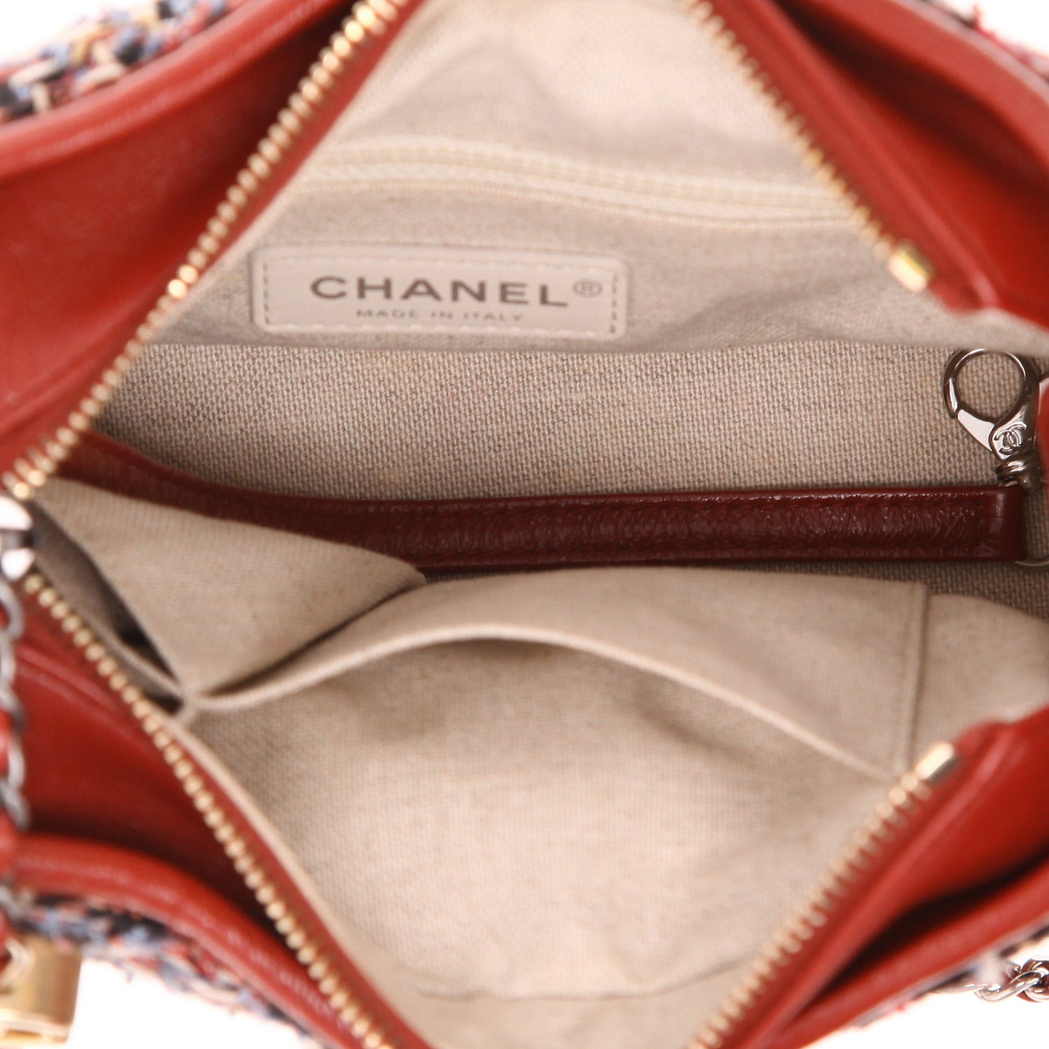 Chanel Gabrielle small model shoulder bag in red tweed and red leather - DETAIL 3