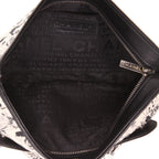 Chanel handbag in black and white silk and black leather - DETAIL 3