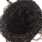Chanel handbag in black tweed and black leather - DETAIL 3
