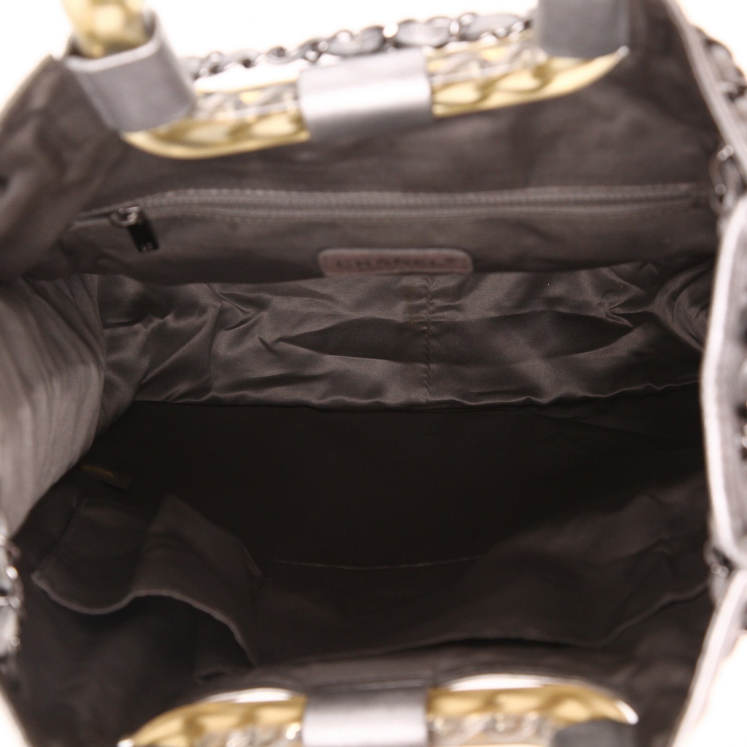 Chanel Ice Cube shopping bag in silver leather and PVC - DETAIL 3