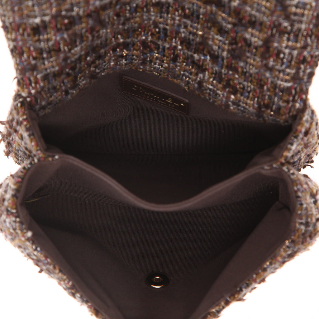 Chanel Knock on Wood shoulder bag in brown and burgundy tweed - DETAIL 3
