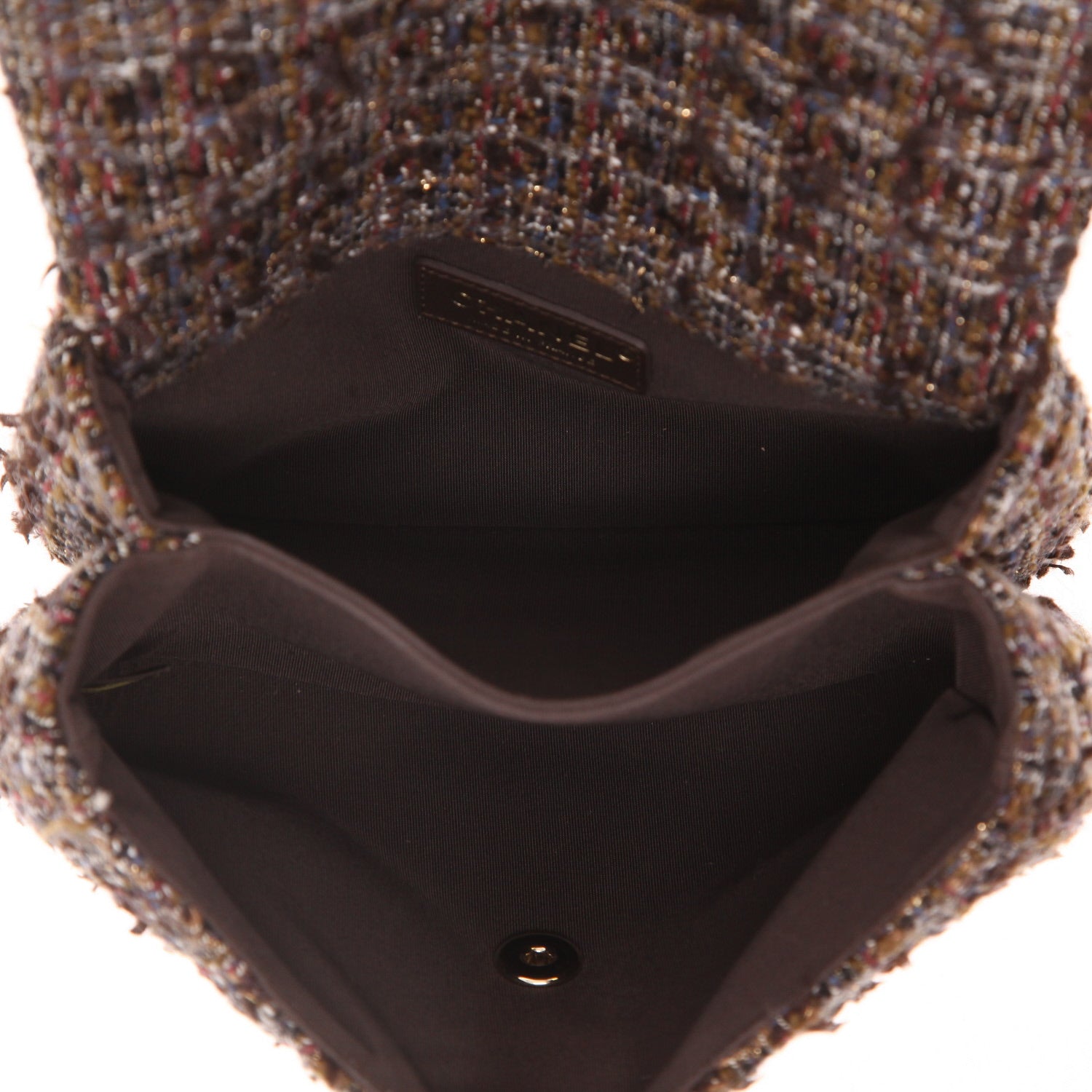 Chanel Knock on Wood shoulder bag in brown and burgundy tweed - DETAIL 3