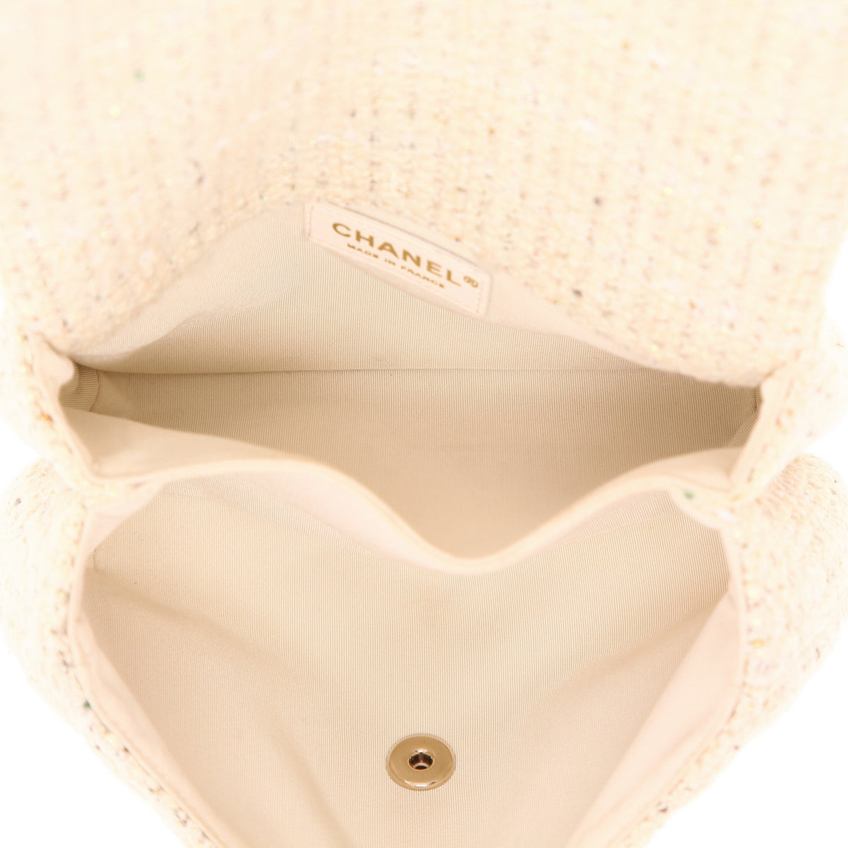 Chanel 'Knock on Wood' shoulder bag in ecru tweed - DETAIL 3