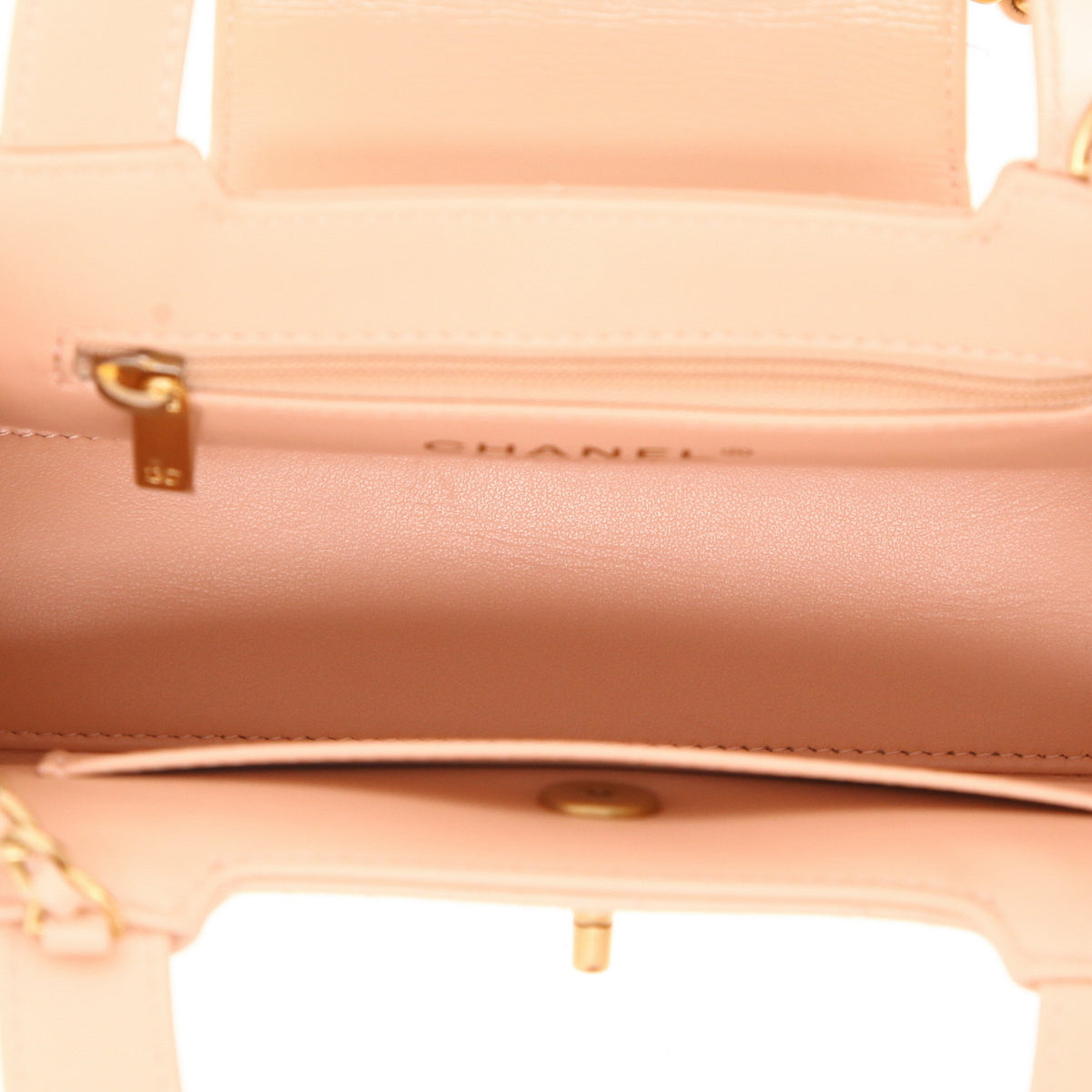 Chanel Mini Shopping handbag in beige leather - DETAIL 3