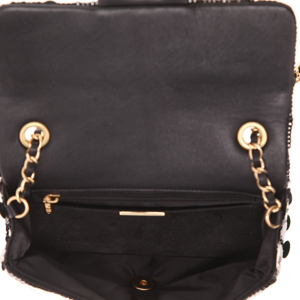 Chanel Mini Timeless shoulder bag paillette and black satin - DETAIL 3