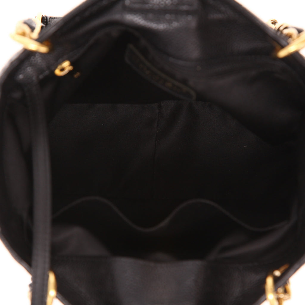 Chanel Shopping GST small model handbag in black quilted grained leather - DETAIL 3