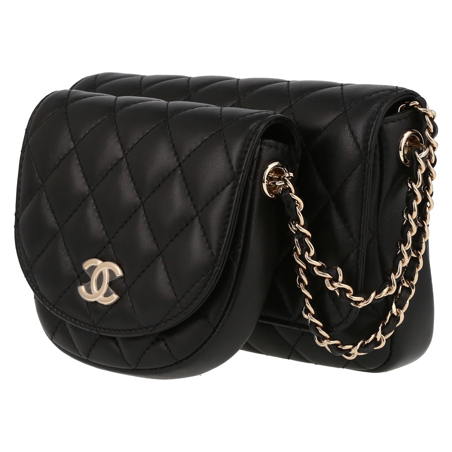 Chanel shoulder bag in black quilted leather - DETAIL 3