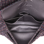 Chanel Timeless Classic handbag in navy blue and burgundy tweed - DETAIL 3