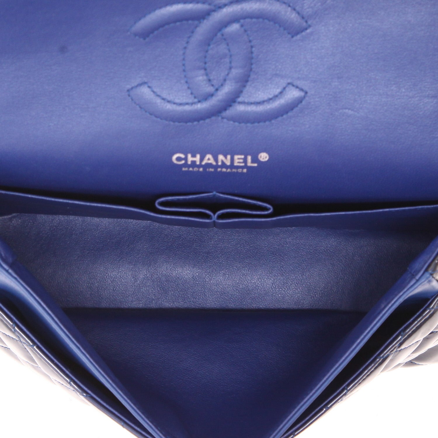 Chanel Timeless Classic handbag in petrol blue quilted patent leather - DETAIL 3