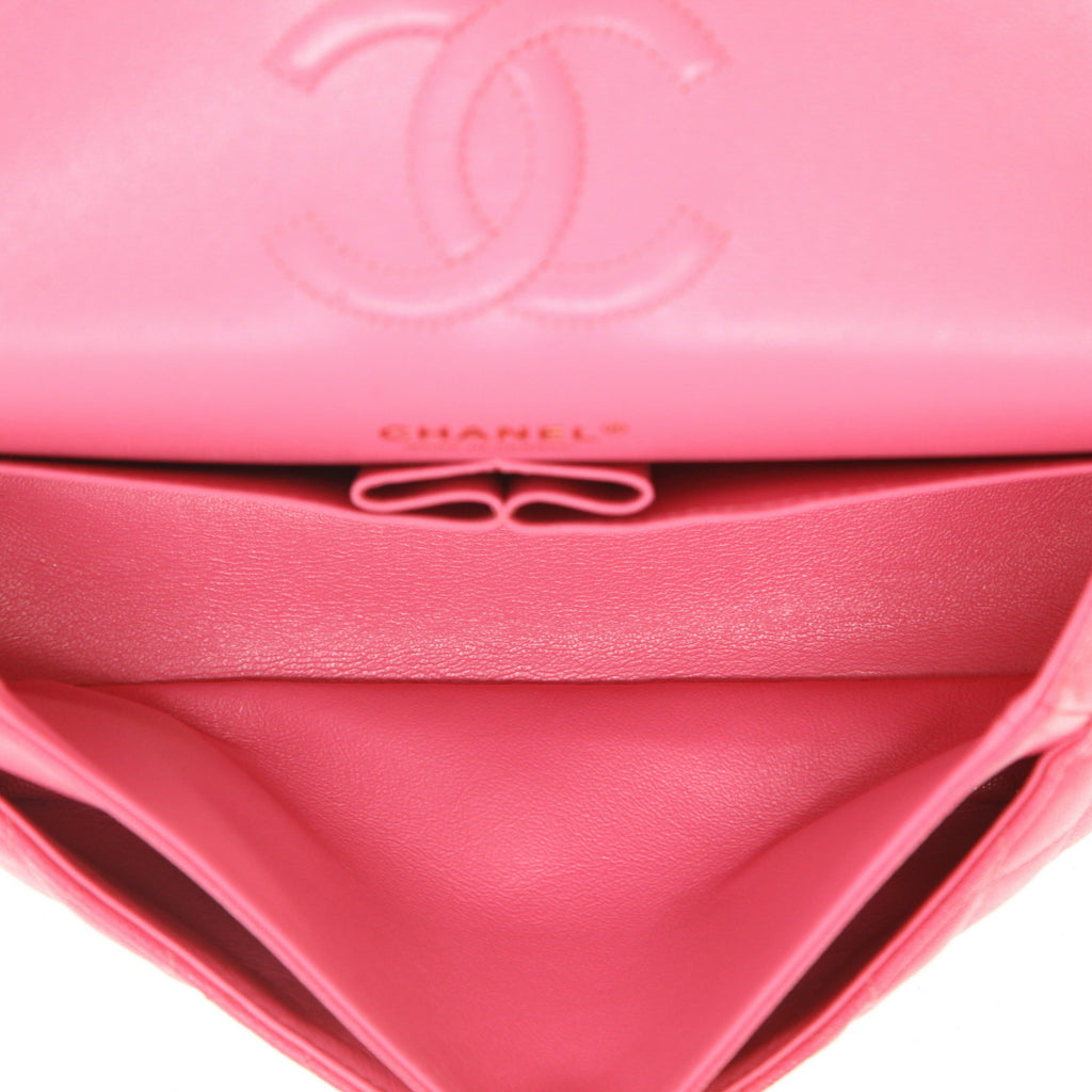 Chanel Timeless Classic handbag in pink quilted grained leather - DETAIL 3