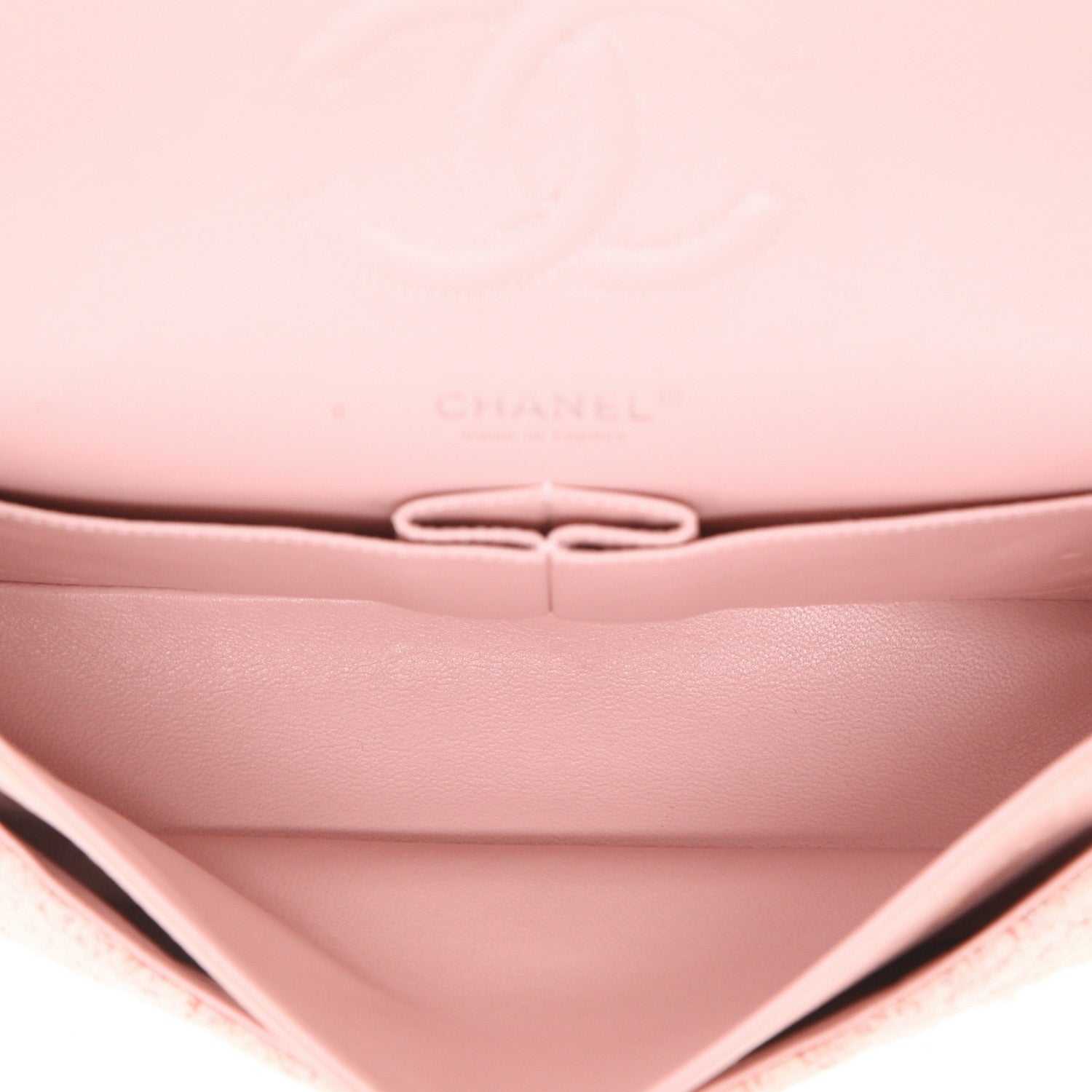 Chanel Timeless Classic handbag in pink tweed - DETAIL 3