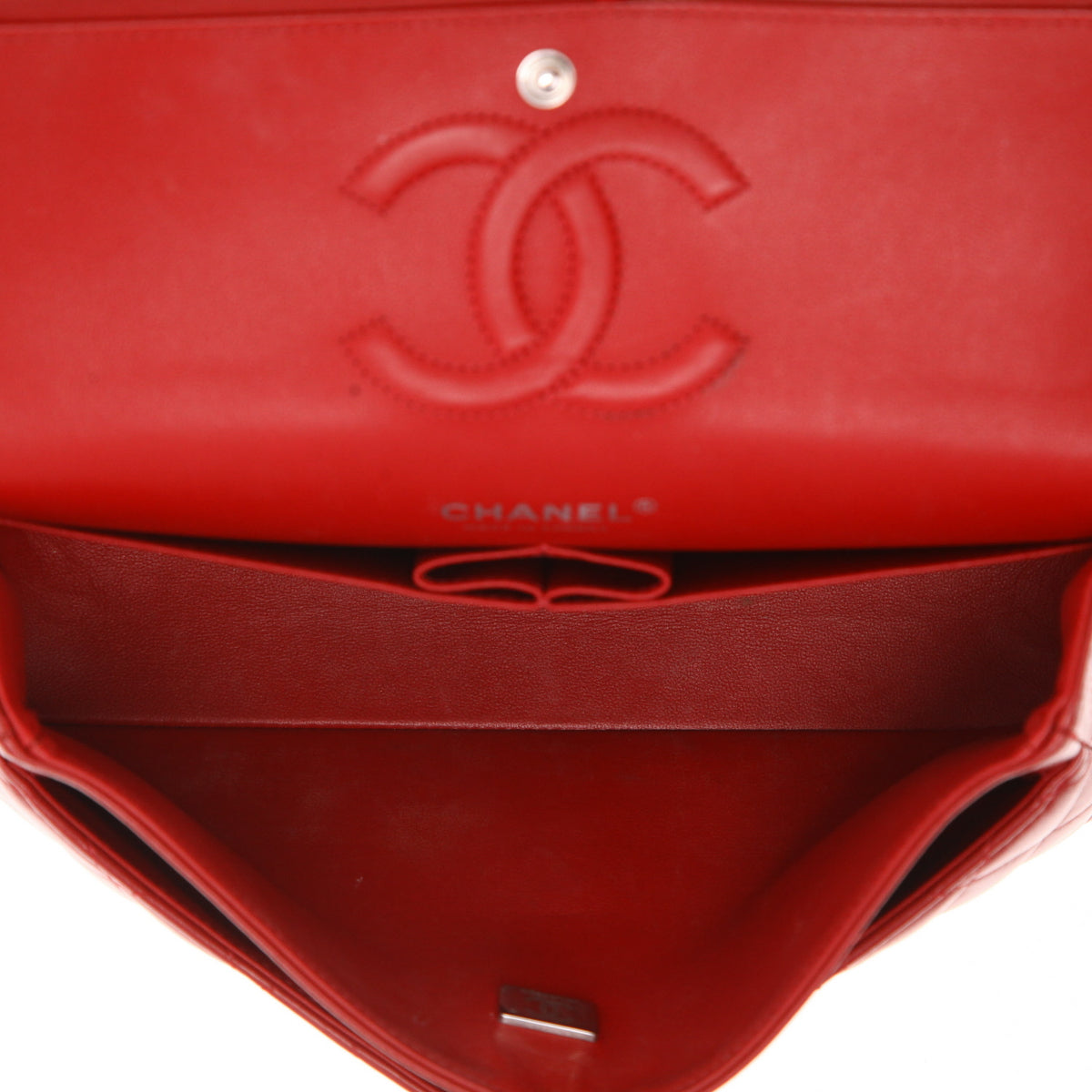 Chanel Timeless Classic handbag in red quilted leather - DETAIL 3