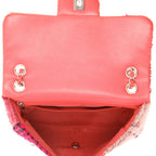 Chanel Timeless Classic handbag - Patchwork limited edition in pink and red tweed and pink leather - DETAIL 3