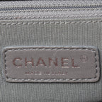 Chanel Timeless Classic medium model handbag in black quilted canvas and grey jersey - DETAIL 3