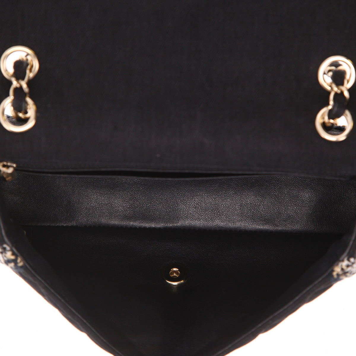 Chanel Timeless handbag in black denim and tricolor tweed - DETAIL 3