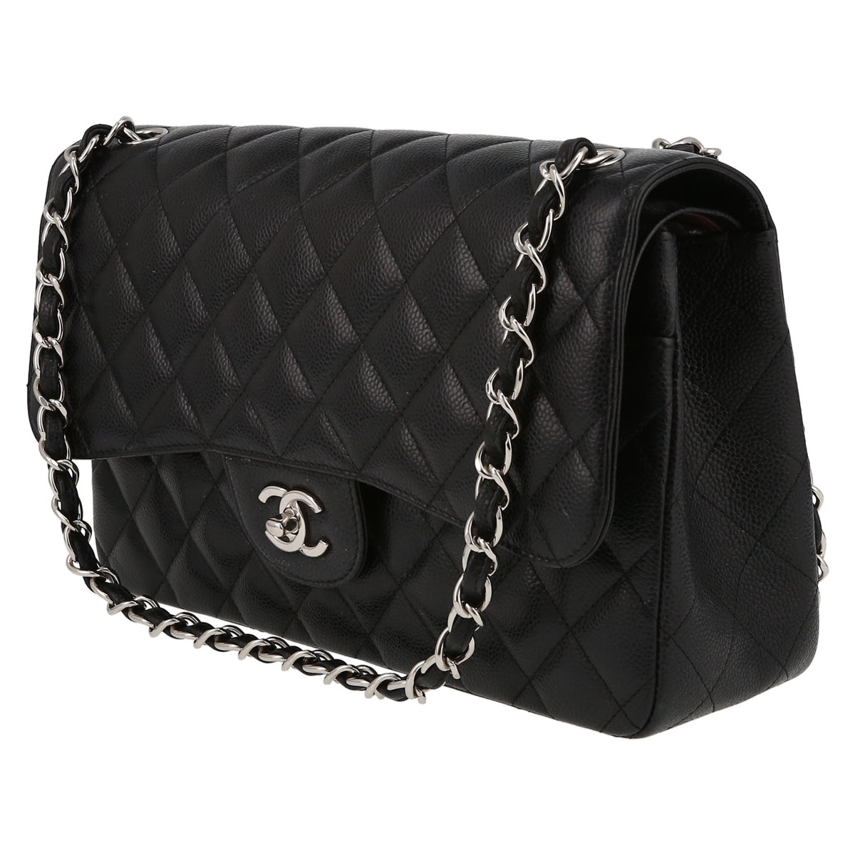 Chanel Timeless Jumbo shoulder bag in black quilted grained leather - DETAIL 3