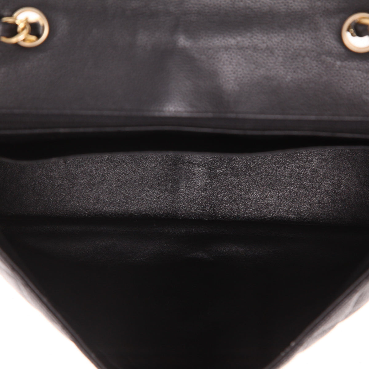 Chanel Timeless Jumbo shoulder bag in black quilted grained leather - DETAIL 3