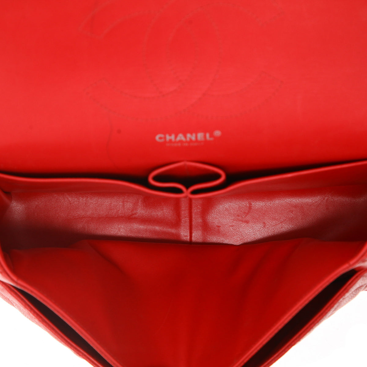 Chanel Timeless Jumbo shoulder bag in red quilted grained leather - DETAIL 3