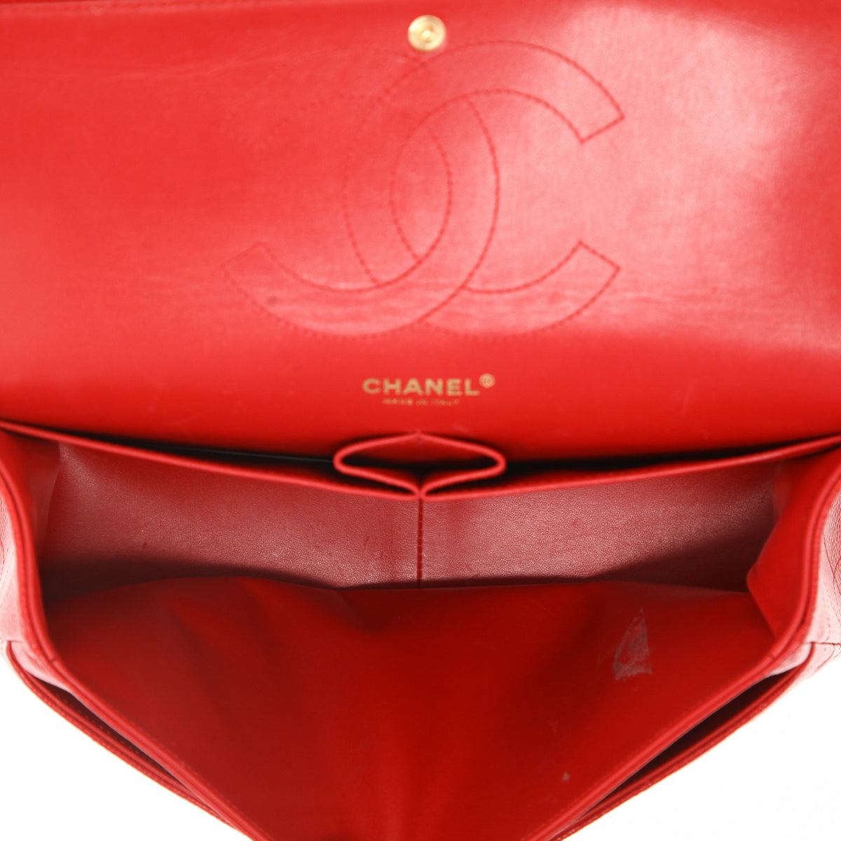 Chanel Timeless Jumbo shoulder bag in red quilted grained leather - DETAIL 3