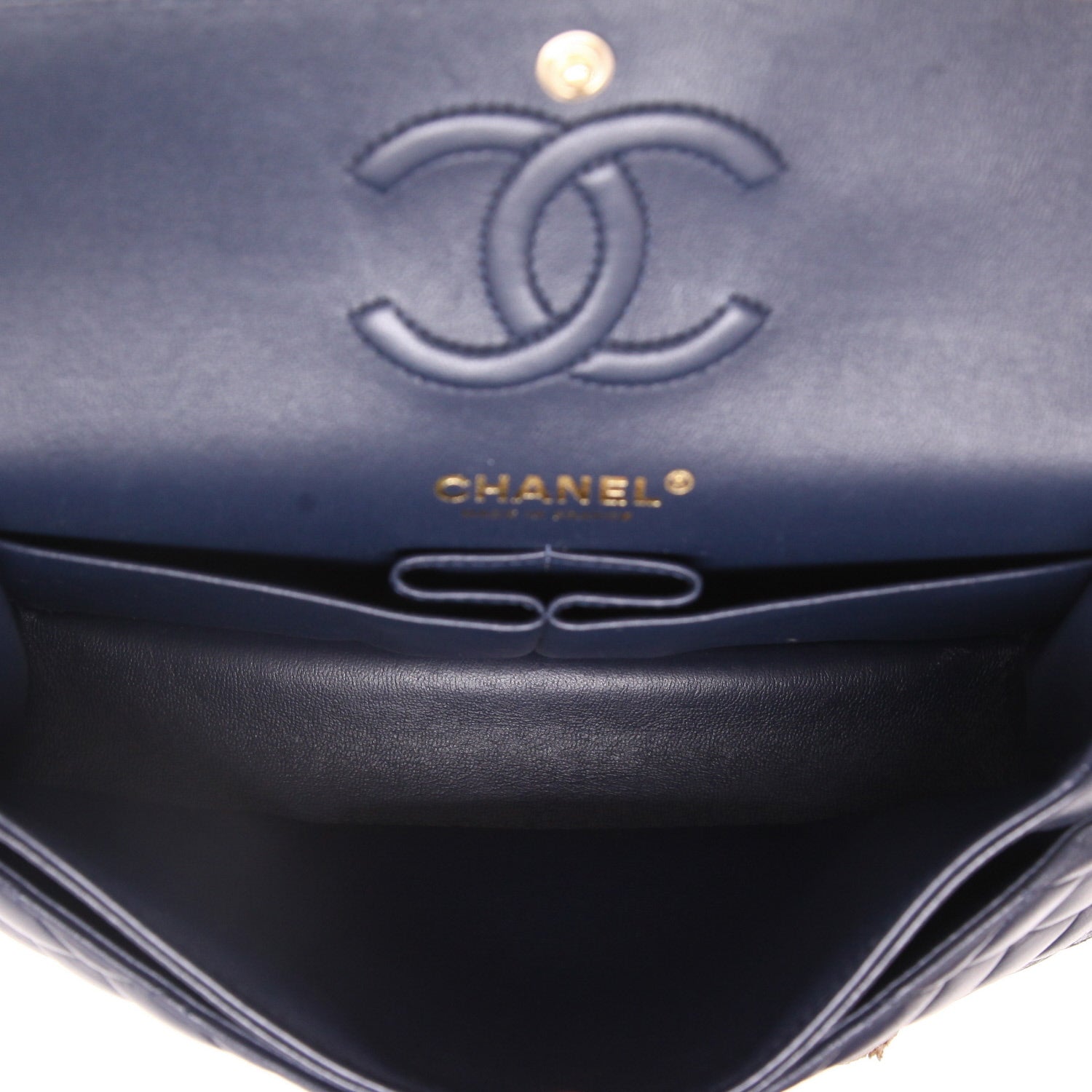 Chanel Timeless Petit handbag in blue quilted leather - DETAIL 3