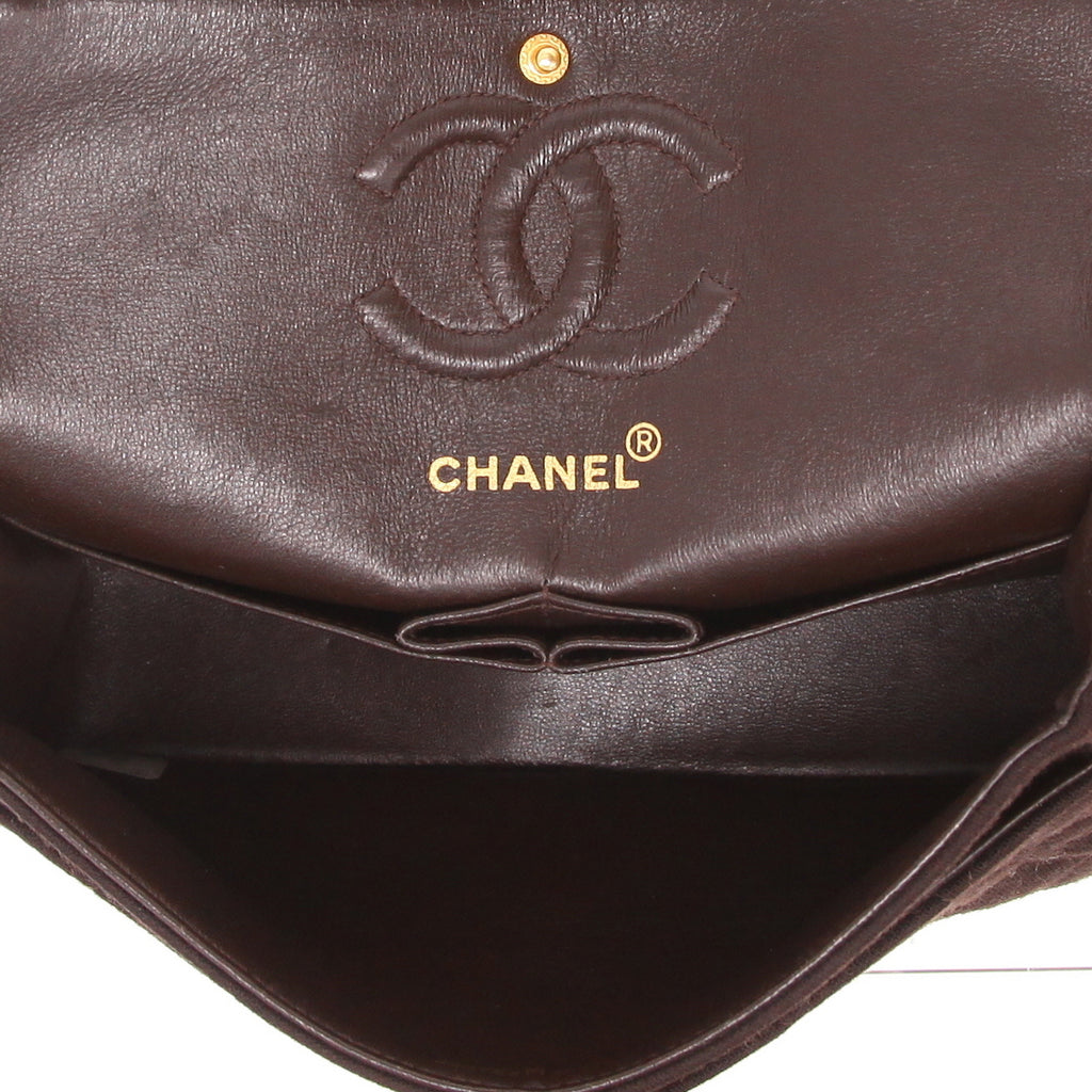 Chanel Timeless Petit handbag in brown jersey canvas - DETAIL 3