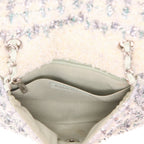 Chanel Timeless shoulder bag in white, purple and silver tweed - DETAIL 3