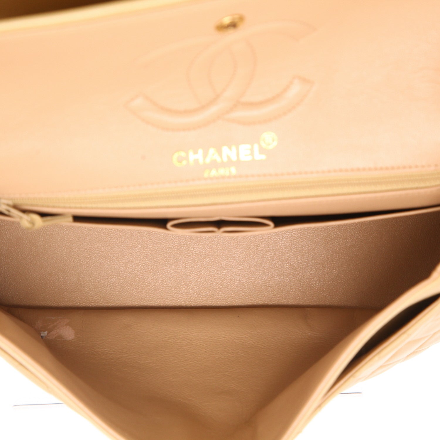 Chanel Timeless Vintage handbag in beige quilted leather - DETAIL 3