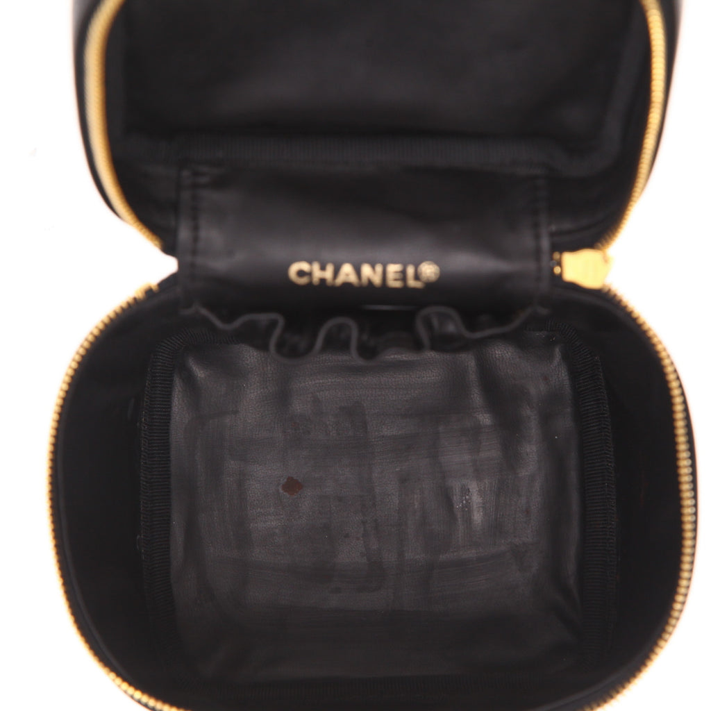 Chanel Vanity vanity case in black leather - DETAIL 3