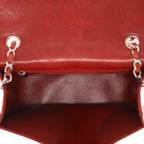 Chanel Vintage handbag in red quilted jersey and red patent leather - DETAIL 3