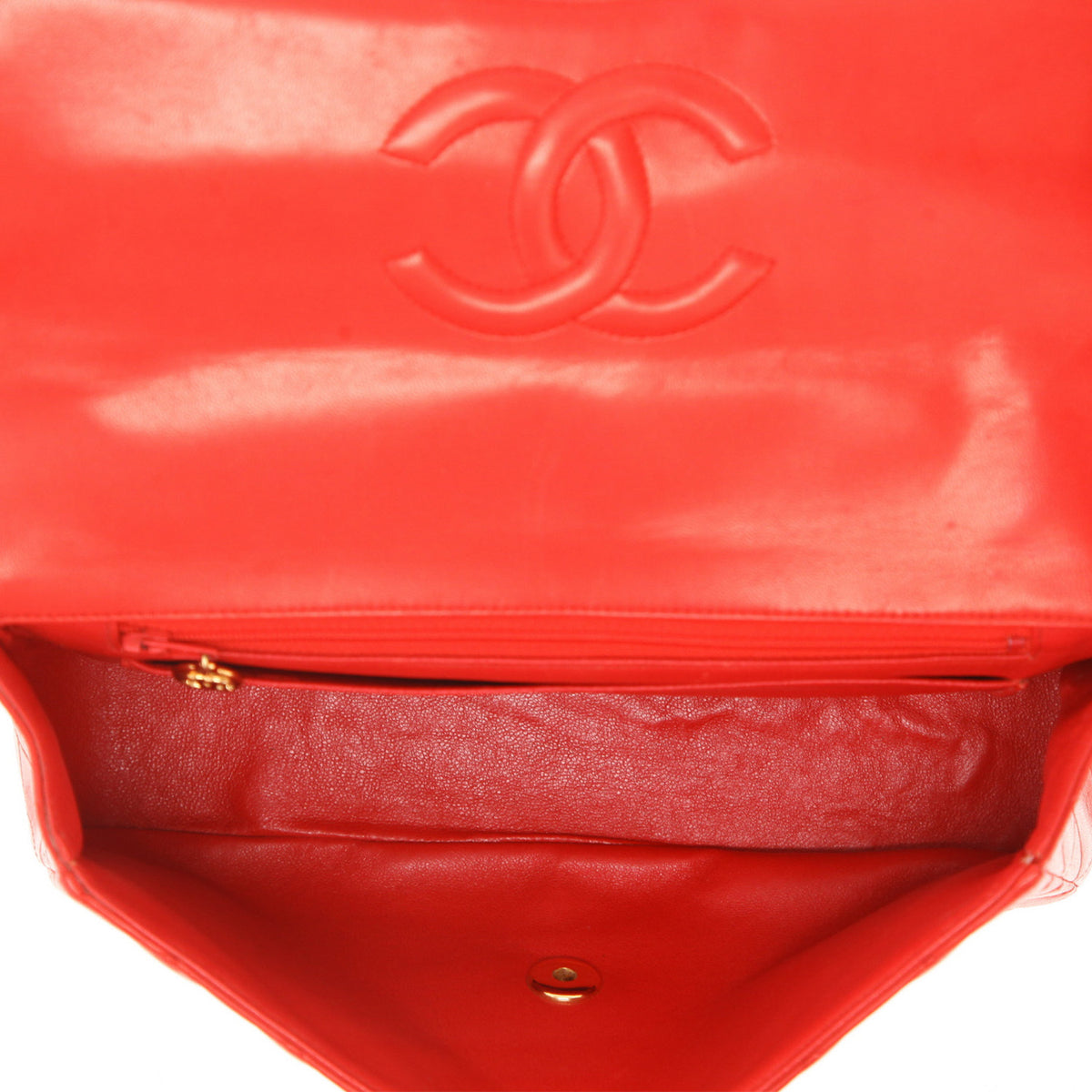 Chanel Vintage handbag in red quilted leather - DETAIL 3