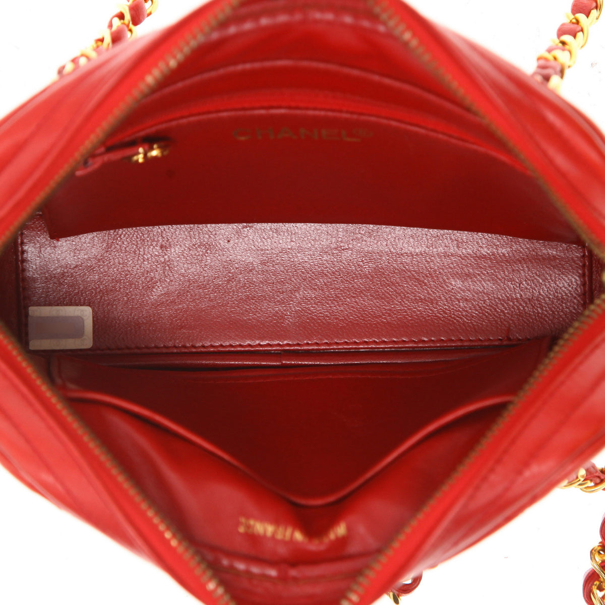 Chanel Vintage Shopping handbag in red quilted leather - DETAIL 3